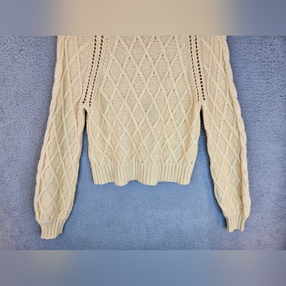 American Eagle Womens Yellow Knit Cropped Sweater Sz M Turtleneck Pullover* - Picture 9 of 9